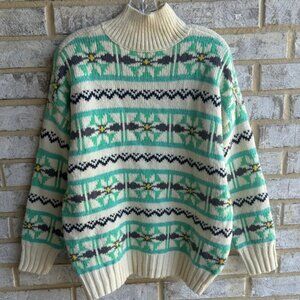 Vintage American Eagle Fair Isle Mock Neck Sweater Women's Size XS.